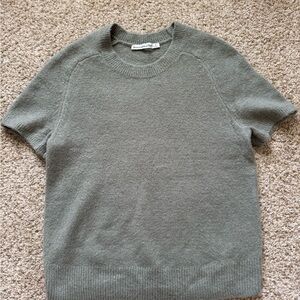 Abercrombie & Fitch Women's Short-Sleeve Sweater - Sage Green - Size Small